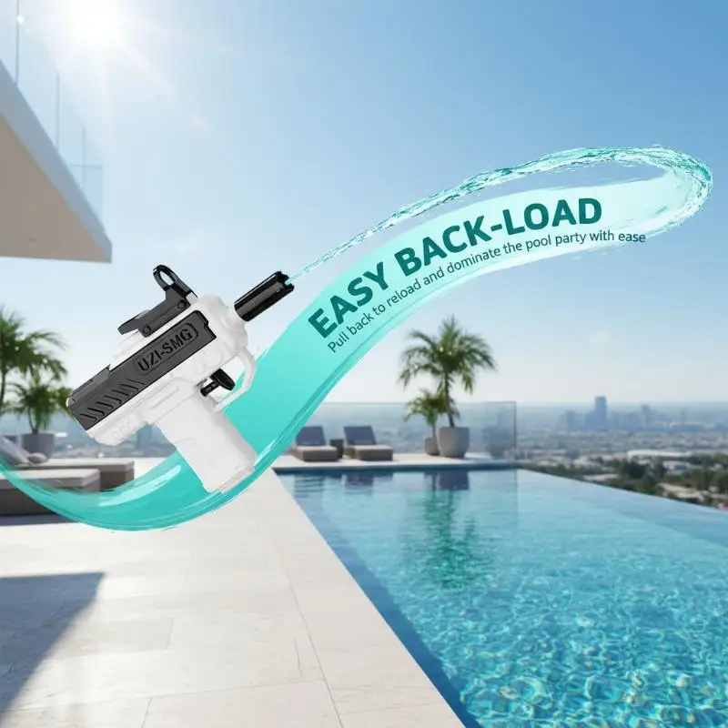 1Pcs Non Electric Pistol Summer UZI Water Gun High-pressure Full Automatic Firing Water Beach Toy Gun For Kid Adult Gift