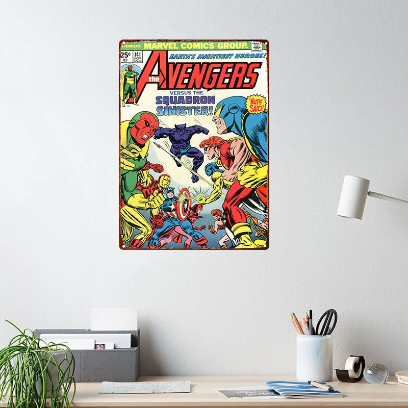 Miniso Disney Marvel Avengers Comic Metal Poster Tin Sign Club Bar Cafe Art Wall Metal Painting Living Room Decoration