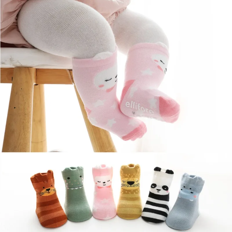 Cute Cartoon Animal Warm Silicone Anti Slip Cotton Kids Home Socks First Walking Toddler Indoor Floor Shoes for Boys Girls