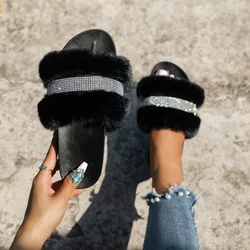 New Women Casual Slippers Fashion Rhinestone Suede Platform Flats Outdoor Comfortable Solid Color Indoor Slippers Chinelo Nuvem