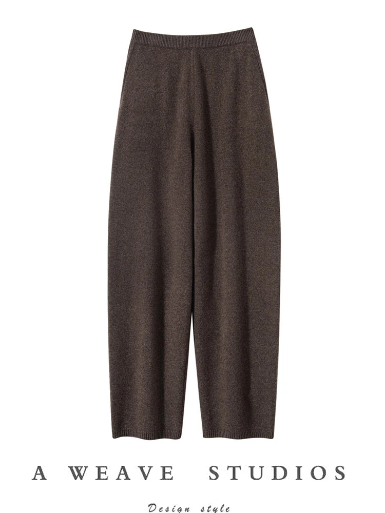 CHICUU Luxury Women Cashmere Pants  100% Cashmere Knitwear Autumn Winter Heavyweight Cashmere Trousers Casual Style