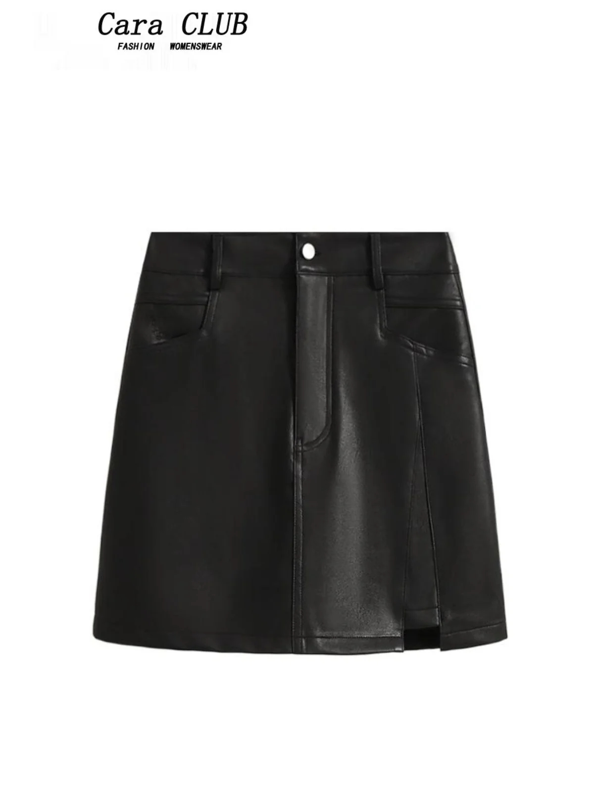 

plus Size PU Leather A-Line Skirt Women's Spring Faion Slimming High Waist Commuter Korean Sle Casual ort Skirt