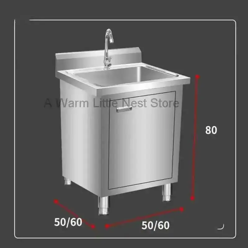 Floor-standing Integrated Vegetable Washbasin Stainless Steel Kitchen Sink Cabinets Commercial Kitchen Washing Sink with Bracket