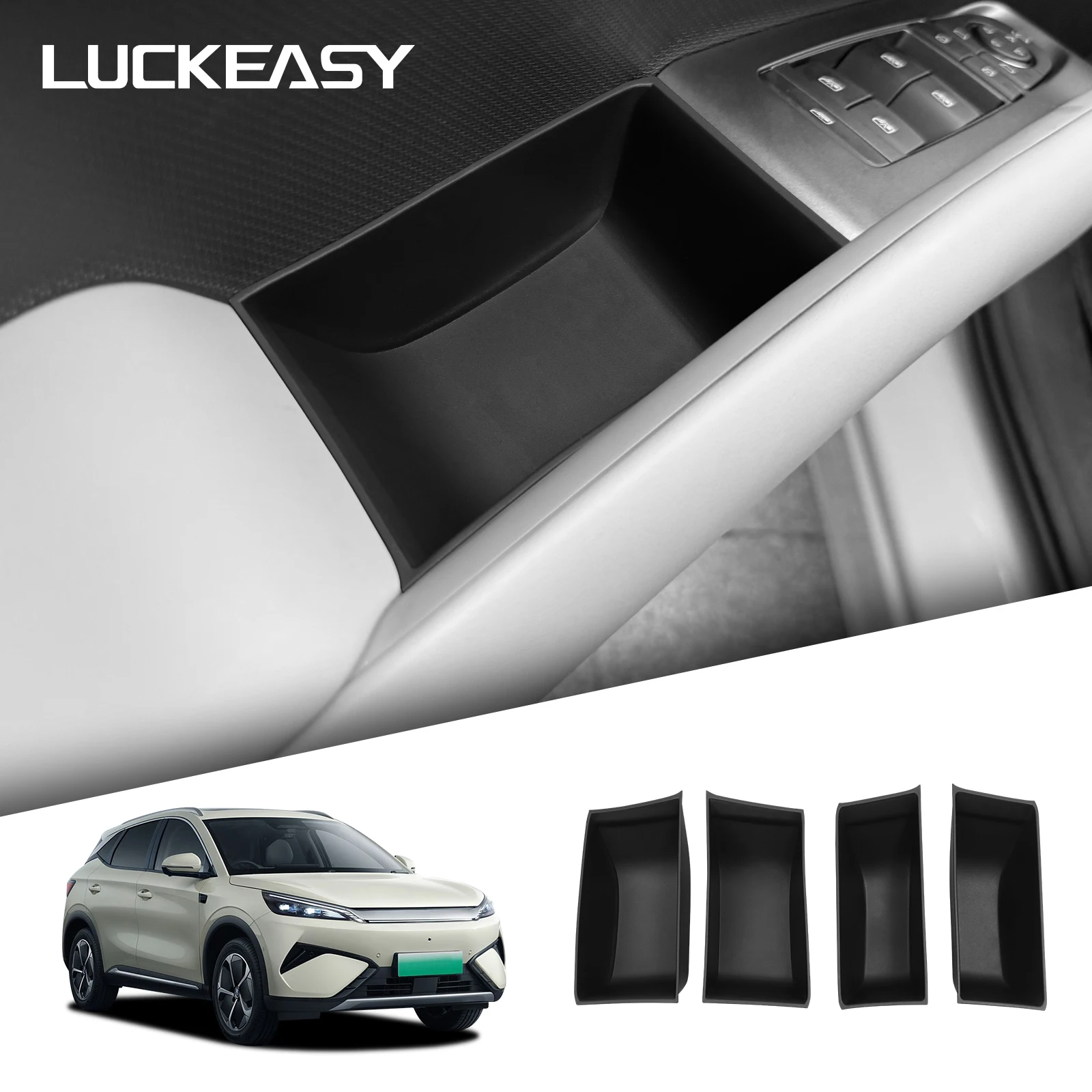 LUCKEASY do BYD ATTO3 ATTO 3 YUAN PLUS 2025 2026 Przedni Tylny Uchwyt Drzwi Schowek Organizer Taca TPE…