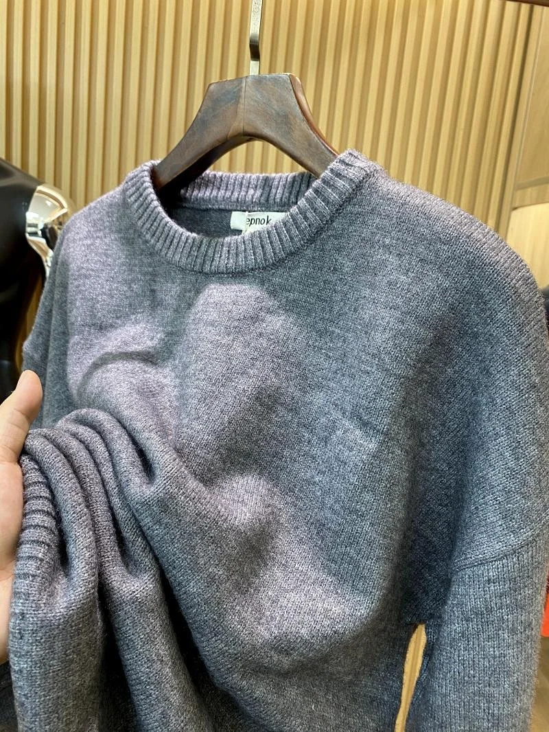 Comfortable Lazy Shoulder Men's Knitwear round Neck Long Sleeve Autumn Winter New Style Soft Fine Texture Japanese Style Sweater