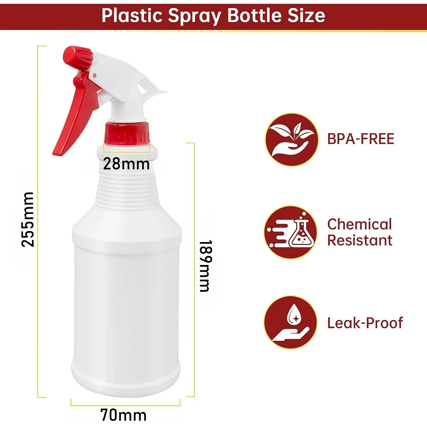 8 Stück 500/650ml Kunststoff-Sprühflaschen mit verstellbarer Düse für Reinigungslösungen, Gartenpflege, Haustiere, auslaufsicherer Handsprüher – Detail 9