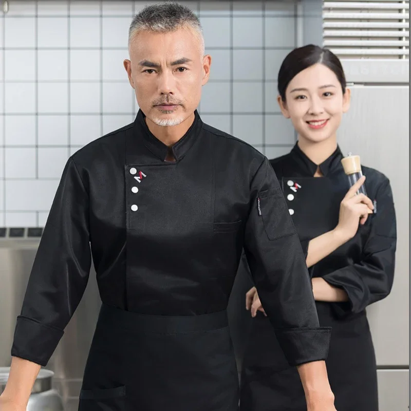ホテルシェフ制服プロフェッショナルメンズ長袖レストラン調理コートキッチンジャケットベーカリーペストリーカフェウェイターコックシャツ