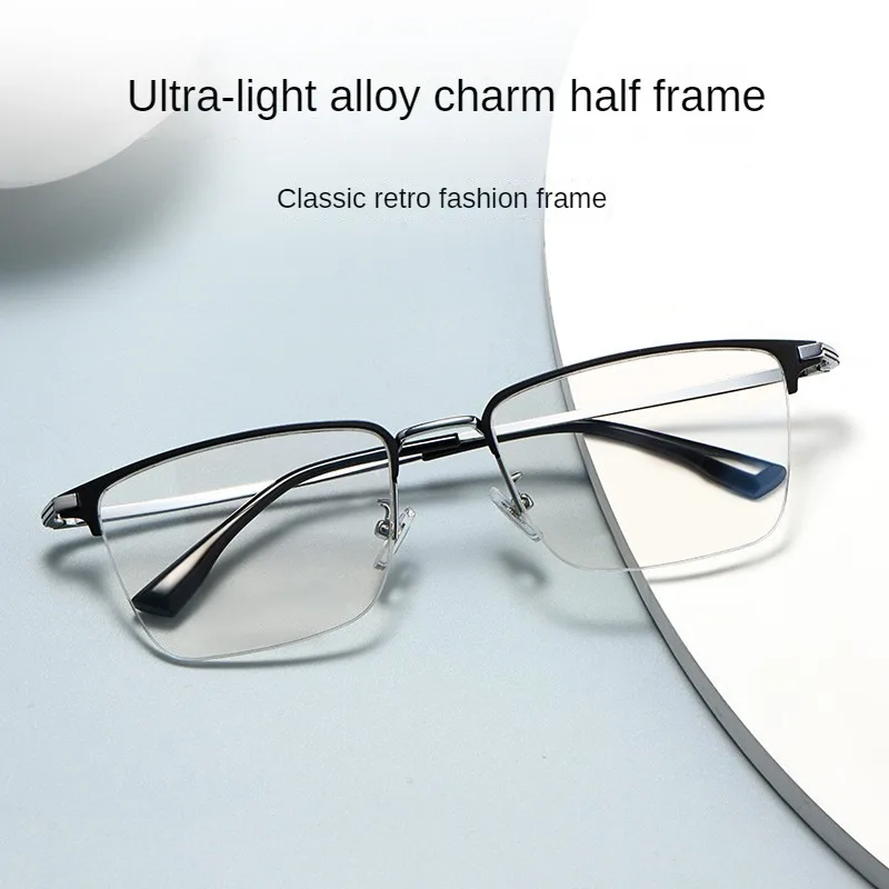 

Ultra Light Luxury Business Men Ultralight Pure Alloy Glasses Frame For Myopia Prescription Spectacles Half Frame Glasses 9171K