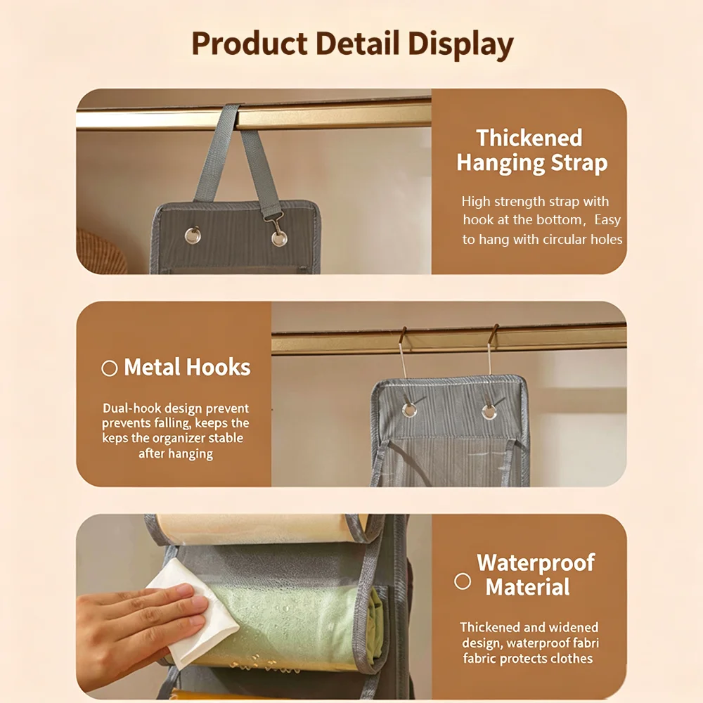 Yoga Clothes Storage Bag Leggings Storage Organizer Underwear Organizer Hanging Bag for Wardrobe Storage Underwear Accessories view 5