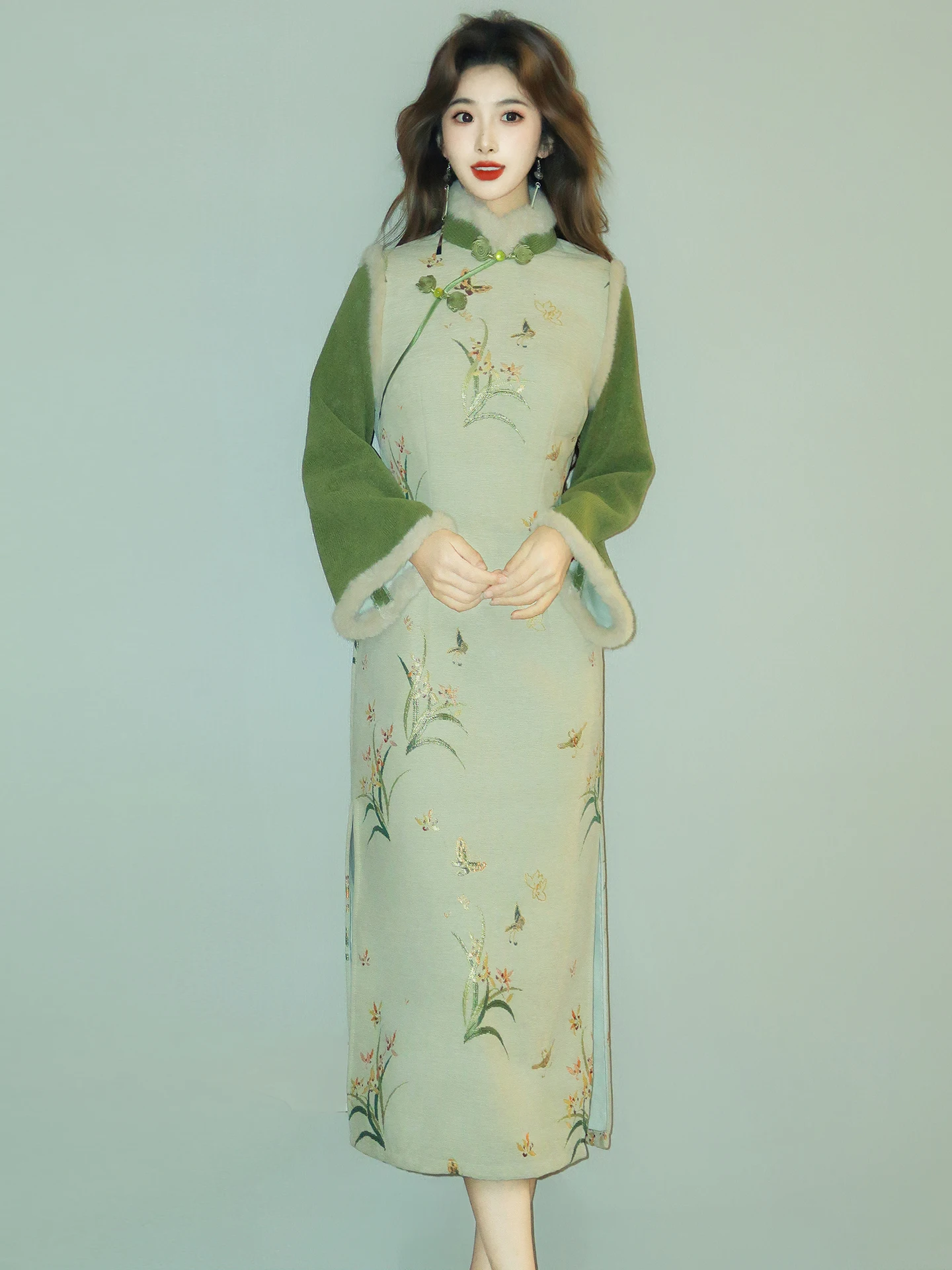 

Ele een Winter Vintage Workwear Women's New 2026 High-end Dr aanxiel Long Sve Floral Print Gown