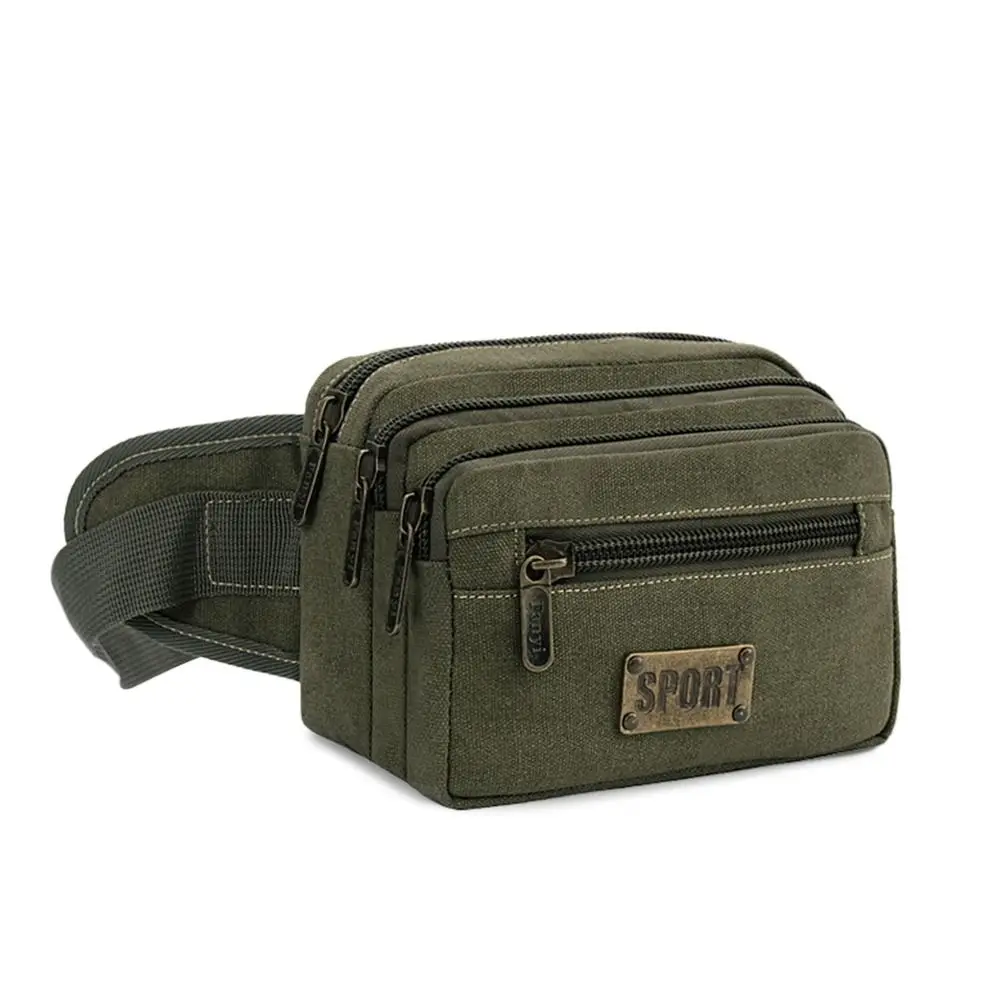 Large Capacity Waist Bags Fashion Multifunction Canvas Mobile Phone Pocket Cashier Bag Travel Crossbody Bags Outdoor Running Bag