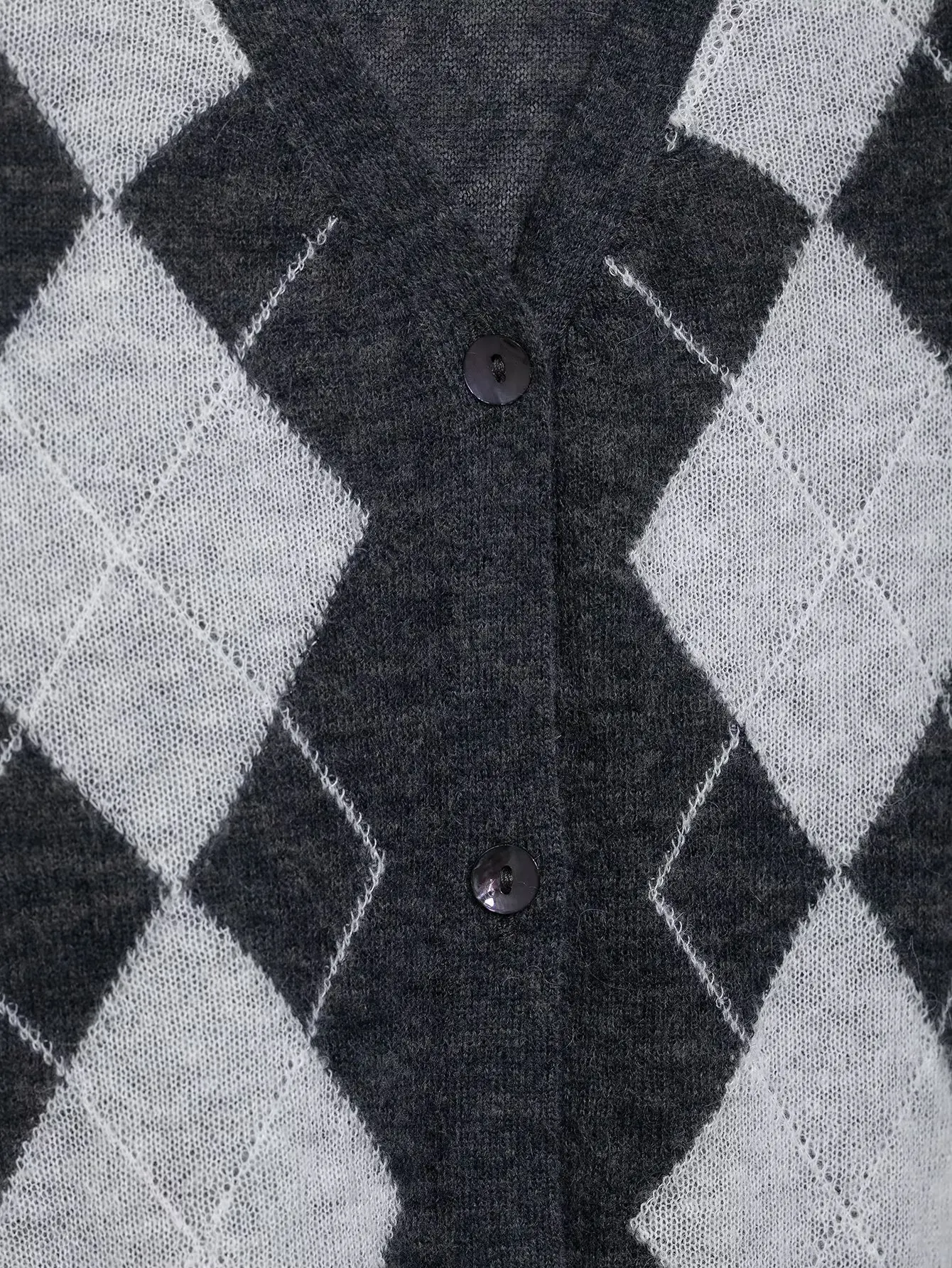 2025 الربيع والخريف موضة الخامس الرقبة طويلة الأكمام محبوك زر علوي ديكور الرجعية الماس سترة متماسكة