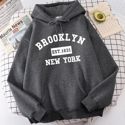 Brooklyn Est. 1631 New York Letter Male Hoodie Simplicity Graphics Tracksuit Soft Outdoor Clothing All-Match Fashion Hoodies Men