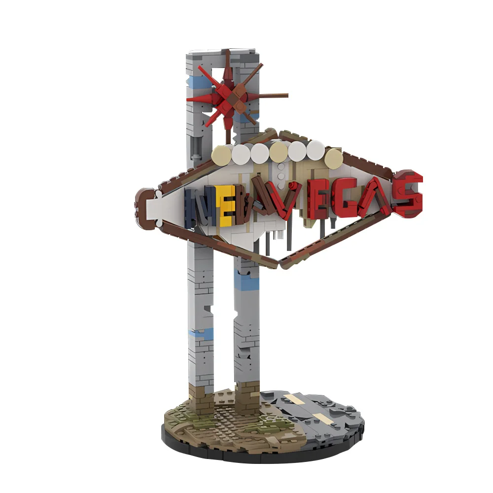 Gobricks MOC Street View New Vegass Sign Building Blocks Model Game Signage New Vegass Bricks diy Assembled Toy Children Gift
