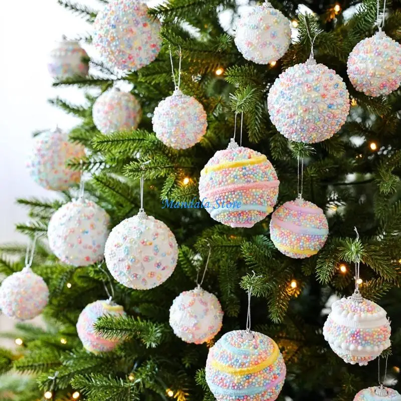

U2JC 1 Box Lightweight Foam Christmas Ornaments 6cm/8cm Holiday Party Decoration Craft