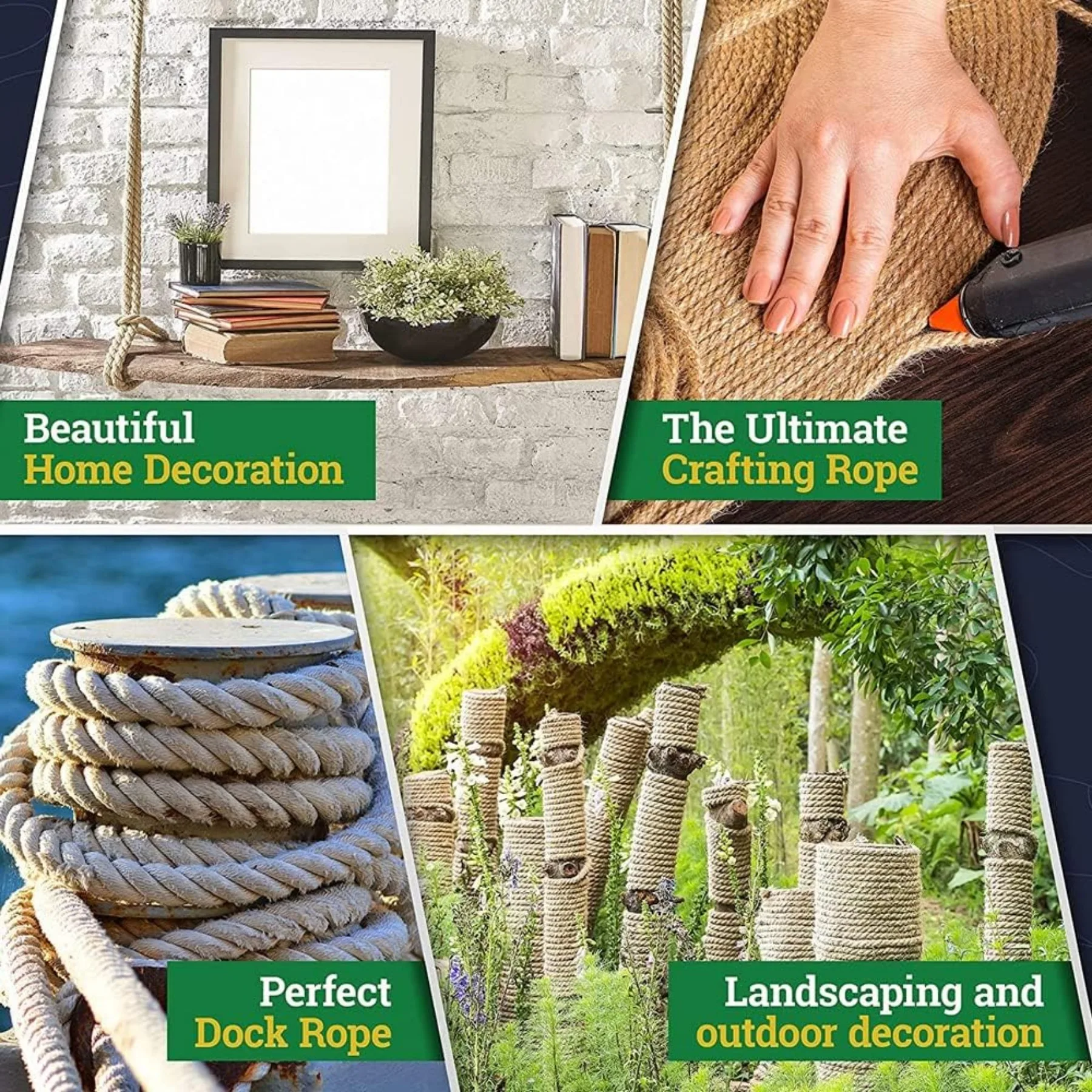 Витая веревка ProManila — UnManila, витая 3-прядная уличная веревка, легкая синтетическая веревка для проектов DIY, морской пехоты