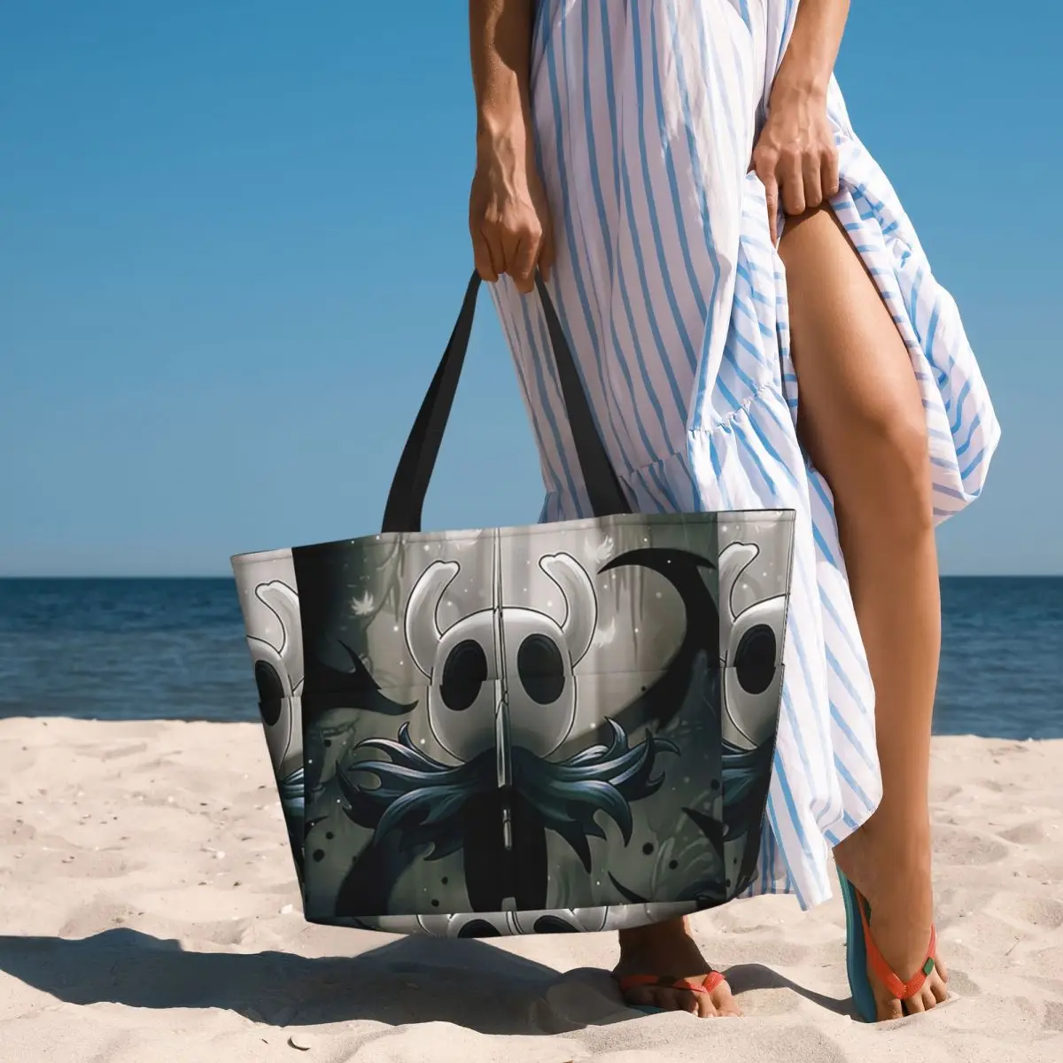 Ghost Knight Hollow Knight Game Beach Tote Bag Sport Gym Yoga Duffle Large Tote Bag Women Travel Bag Fitness bag