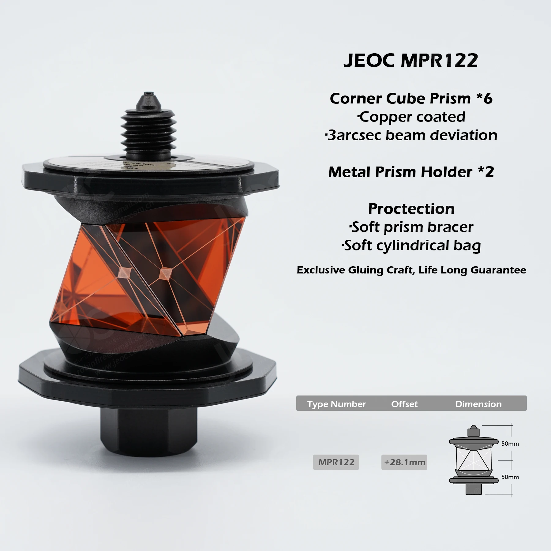 JEOC MPR122, Accurate 360 Degree Reflective Prism for Leica ATR Total-station Accessories Topography Survey Copper Coated