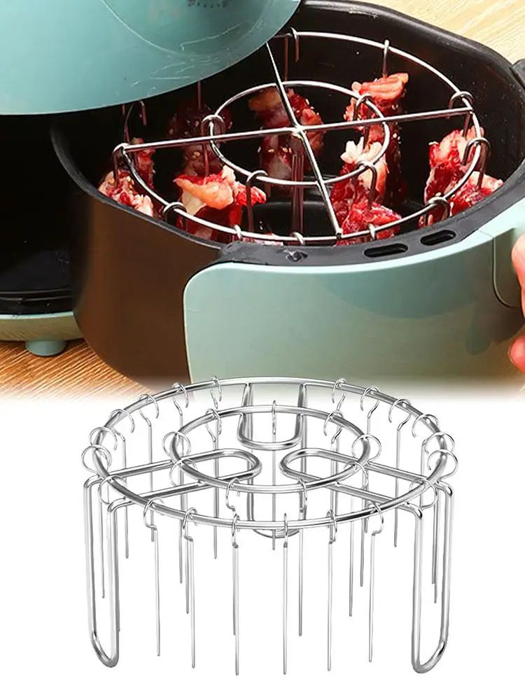Non-Stick Reusable Oven Rack Air Fryer Skewer Stand Vertical Heat-Resistant Stainless Skewer Rust-Proof Vertical Air Fryer Grill