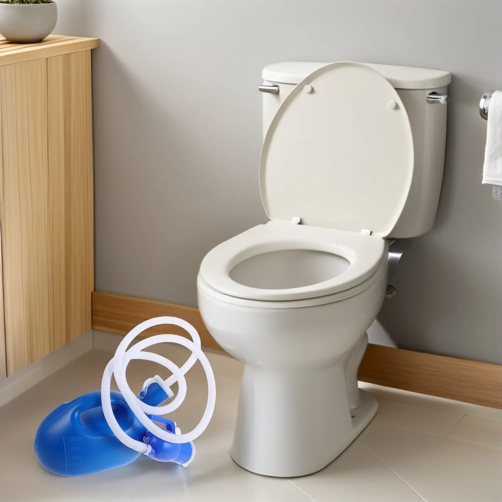 3000Ml Male Portable Urinal Bottle Spill Proof Large Capacity Bedside Urinal Soft Hose for Seniors Hospital Travel Emergency