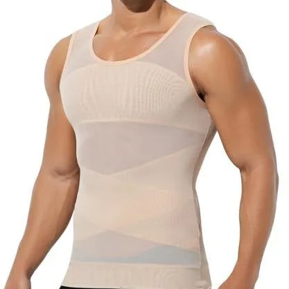 Men's Compression Vest Mesh Body Shaper Tank Top Tummy Control Slimming Shapewear Undershirt for Abdomen and Chest