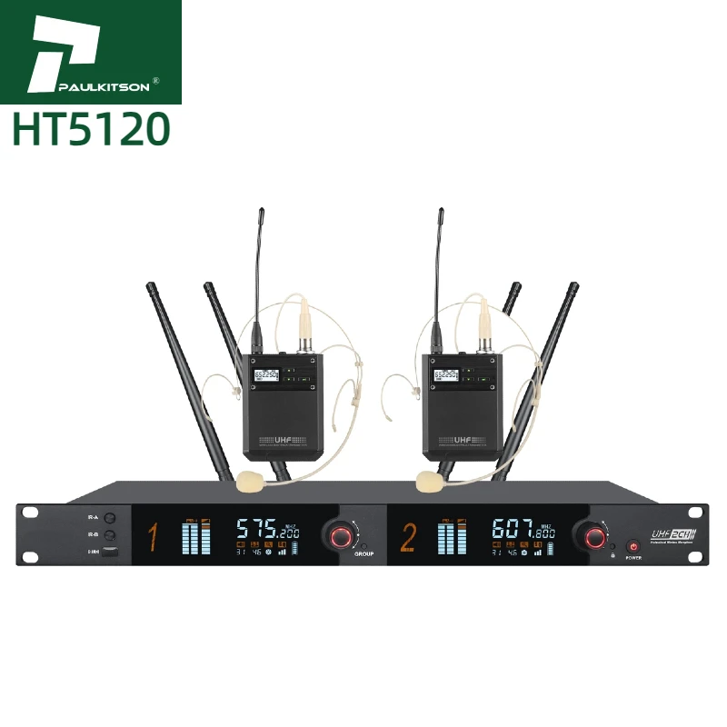 HT5120 True Diversity Professional Music System UHF Wireless Microphone with Moving Coil Head and XLR Connector