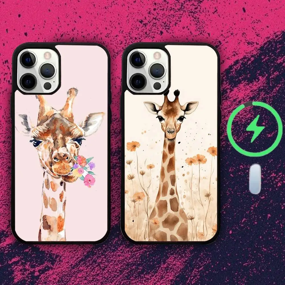 

Cartoon Animal Giraffe Phone Case For iPhone 16e,16,15,14,13,12,11,Plus,Pro,Max,Mini Magsafe Magnetic Wireless Charging