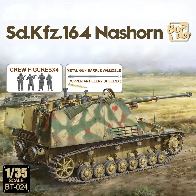 

Border BT-024 Sd. Kfz.164 Nashorn Early/Command w/4 figures 1/35 Scale Model Kit DIY Toy