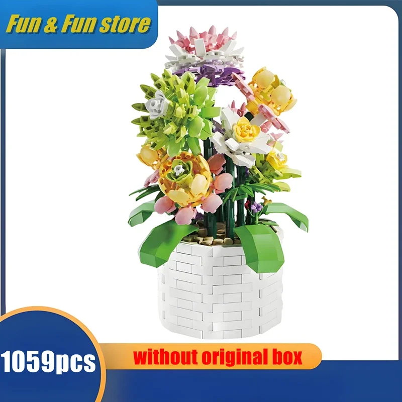 Building Block Flower Orchid Series Bonsai Girl Build Toy Flowers Adult Flower Arrangement Assembly Toys For Gifts