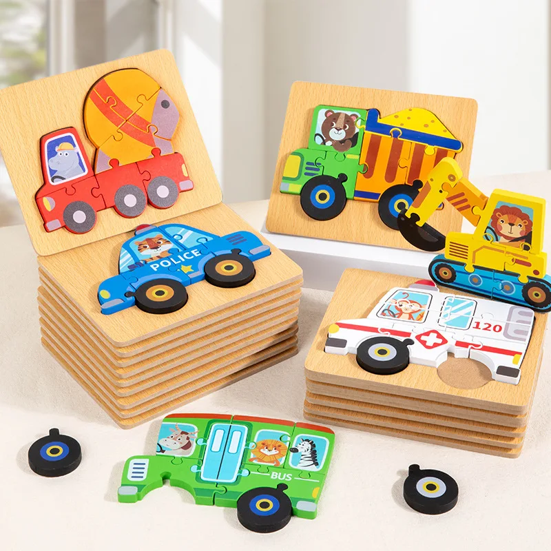 

Wooden children's early education traffic cognition three-dimensional puzzle toy 0-2-3 year old baby educational puzzle building