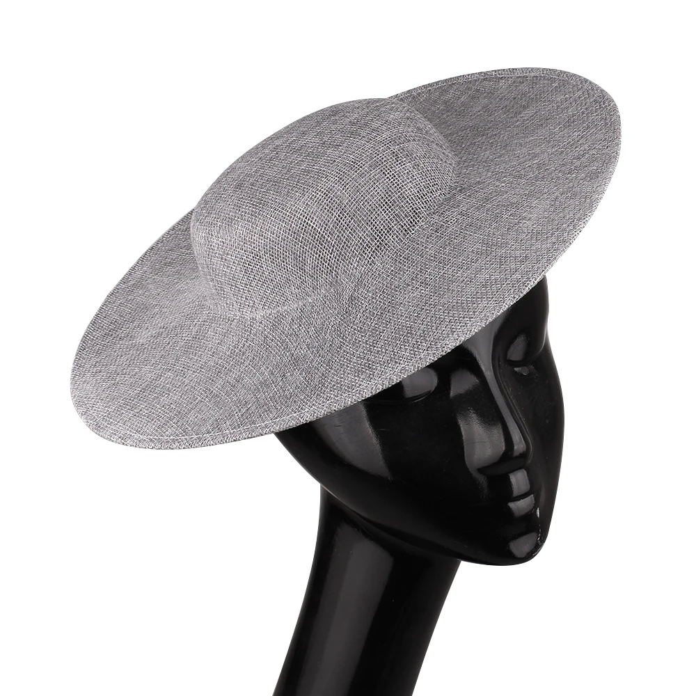 30CM Big Party Hat for Women Ladies Vintage Derby Headpiece Wedding Fascinator Base Chapeau Accessories for Occasion Marriage