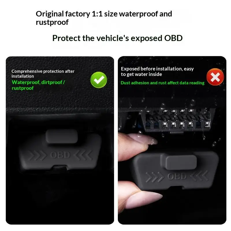 Silicone OBD2 Interface Protection Cover Waterproof Rustproof Auto Diagnostic Device Sleeve for Garage and Outdoor Parking