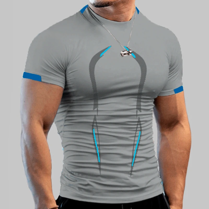 Camicie a compressione da allenamento per palestra alla moda per uomo Maglietta atletica ad asciugatura rapida T-shirt da corsa Canottiere estive a maniche corte Rash Guard