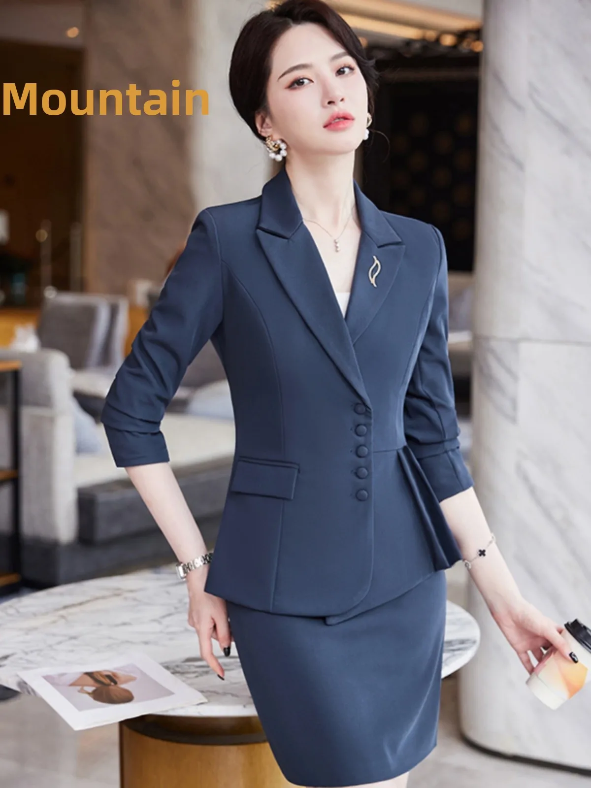 Elegant Women's Suit Set Autumn Winter New Arrival Professional OL Style for Sales Office Work Uniform Fashionable Ensemble