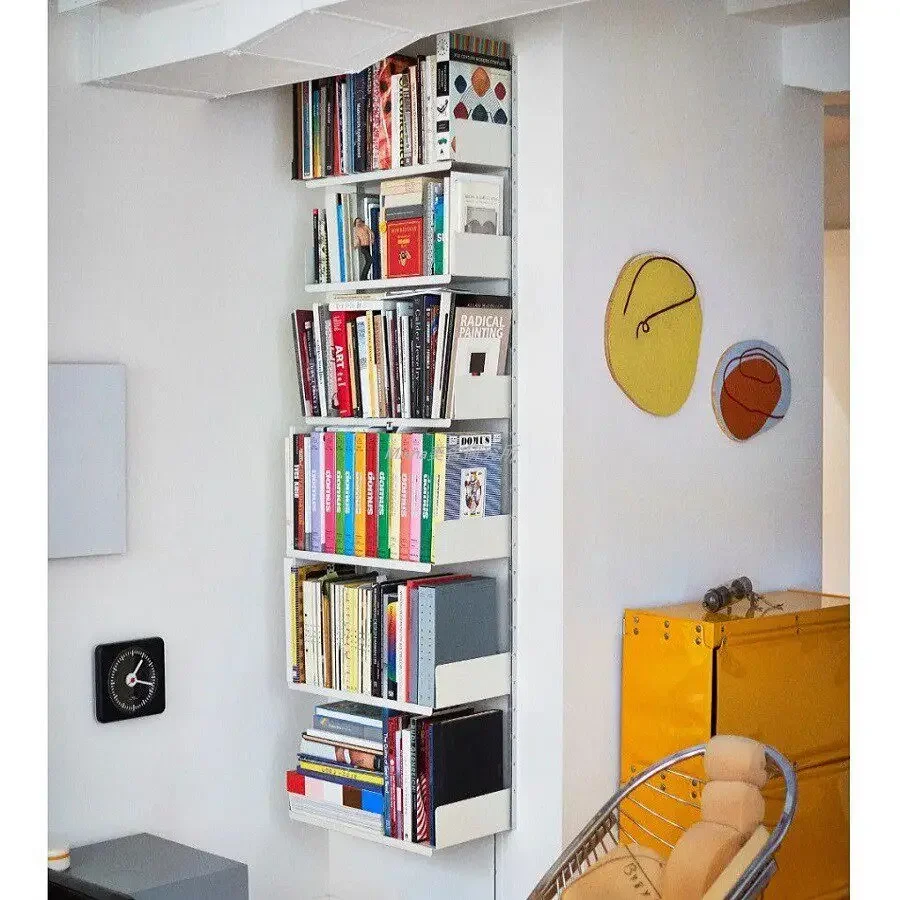 Simple multi-layer bookshelf perforated wall wall-mounted track system shelf wall-mounted suspended bay window storage