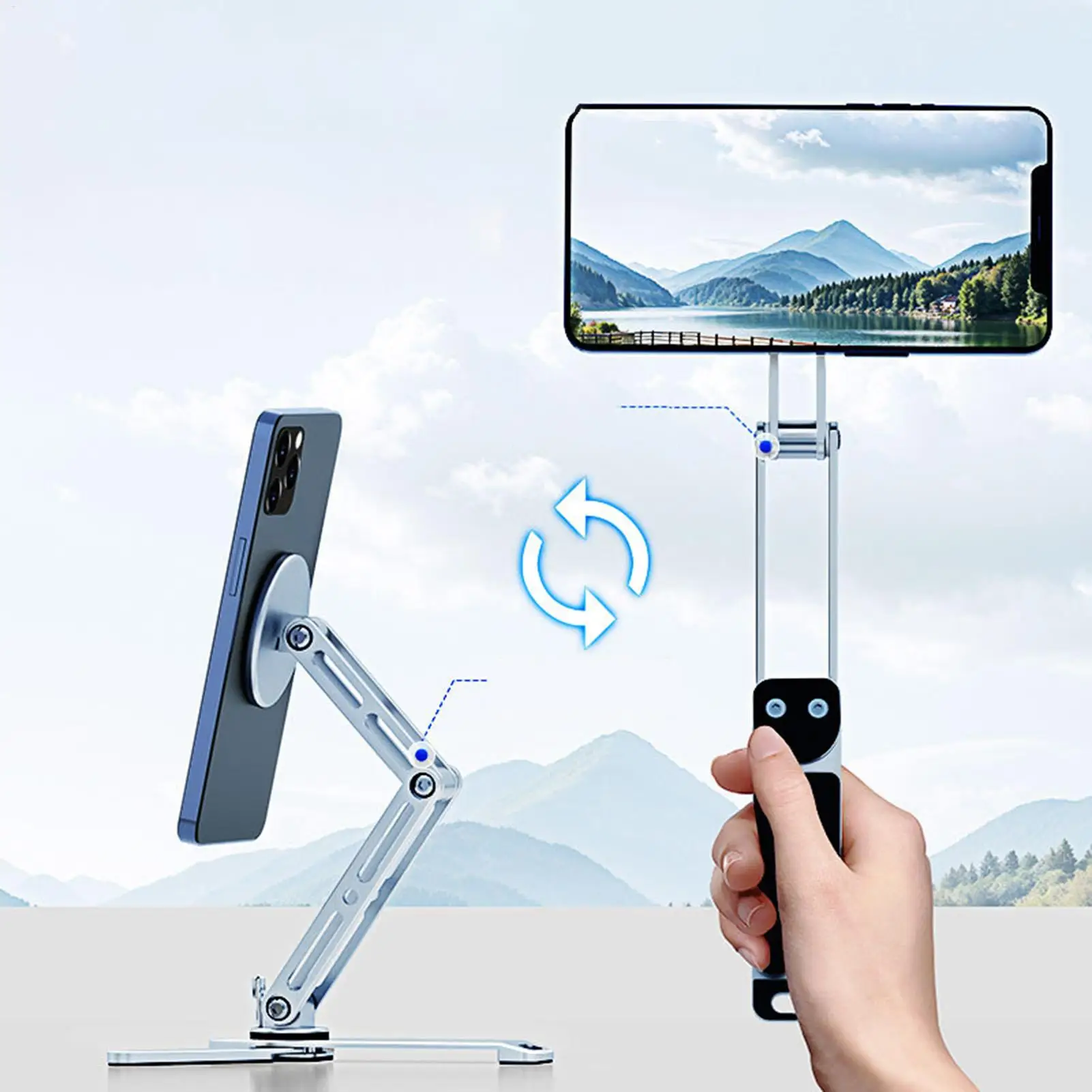 

Magnetic Phone Tripod 360 Degree Rotation Magnetic Phone Stand Foldable Portable Selfie Stick Electronics Accessories For Travel