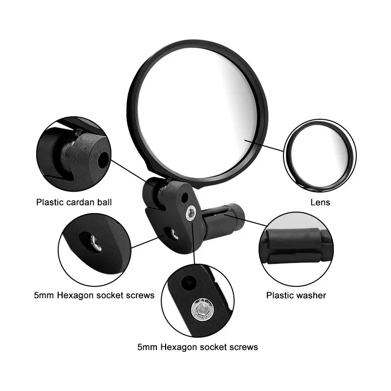 1-6PCS Universal Bicycle Rearview Mirror Adjustable Rotate Wide-Angle Cycling Handlebar Rear View for MTB Road Bike Accessories - view 4