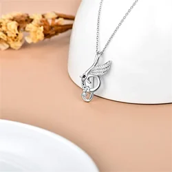 Fashion Note Wing Pendant Necklace for Women Inlaid Zircon Crystal Bling Trendy Geometry Choker Necklace Jewelry Accessories