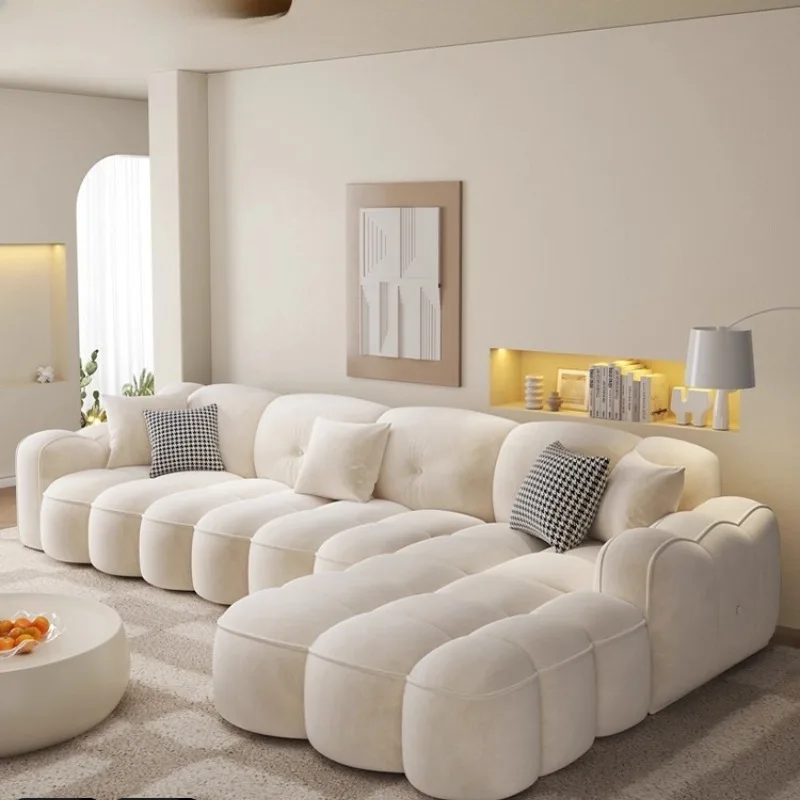 

Cream wind cloud sofa small apartment modern simple light luxury French living room household large and small apartment biscuit