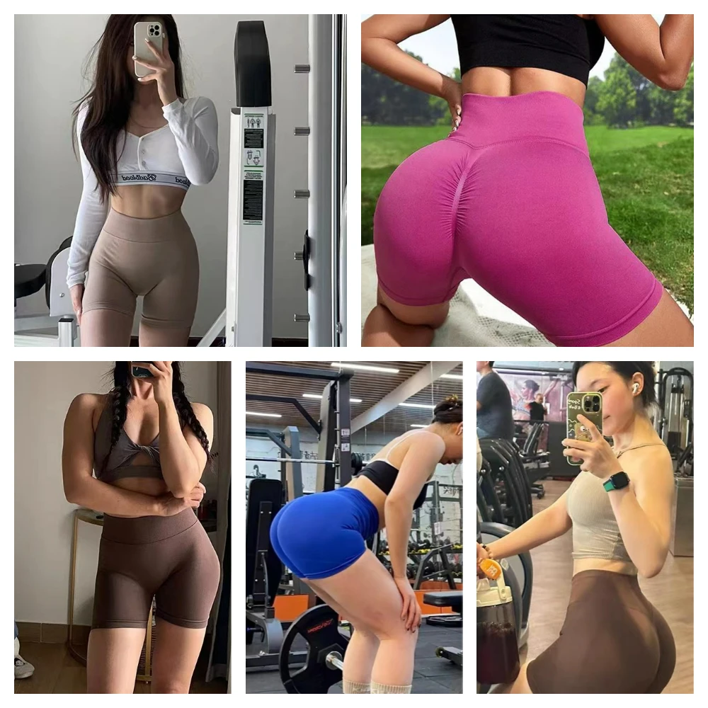 Summer Seamless Scrunch Push Up Sport Shorts For Women High Waist Gym Exercise Fitness Workout Yoga Shorts Lady Spandex