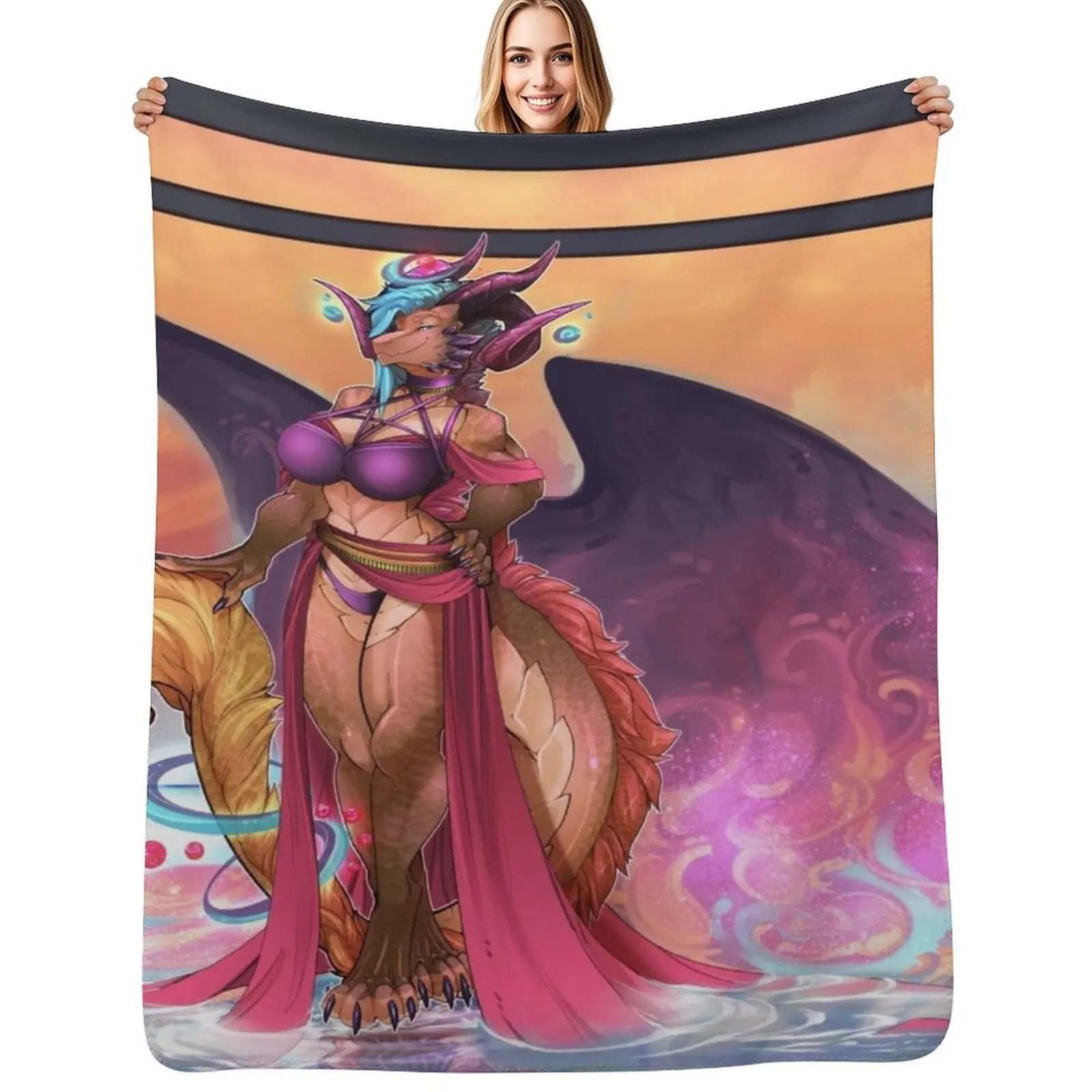 

Sunrise Dragoness Throw Blanket Cute Soft Flannel wednesday Blankets
