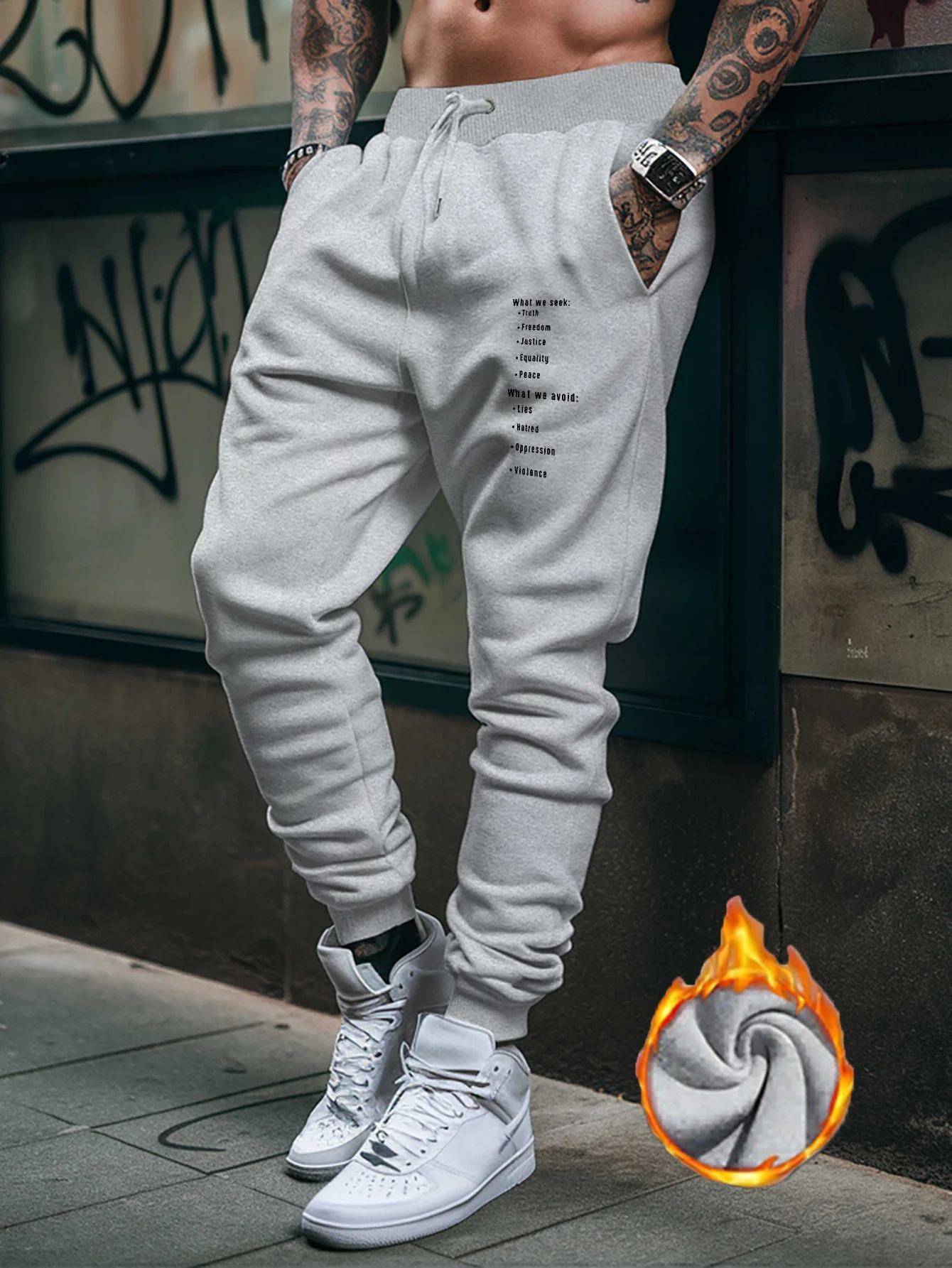 Mindset‑crafted Positive Contrast Philosophy Text List Print Cozy Comfy Daily Men Sweatpants Hip Hop Sports Jogger Trousers