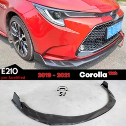 E210 Pre-facelift 3PCS Gloss Black Front Lip Bumper Splitter for Toyota Corolla 12th 2019 - 2021 E20 (Not for SE Hybrid GR XSE)