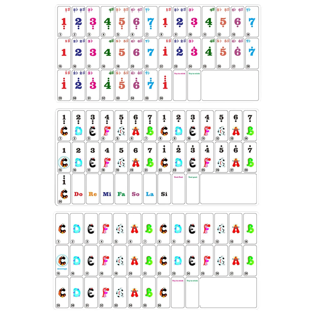 

3 Pcs Key Electronic Piano Stickers Student for Labels Numbers Pvc Keyboard