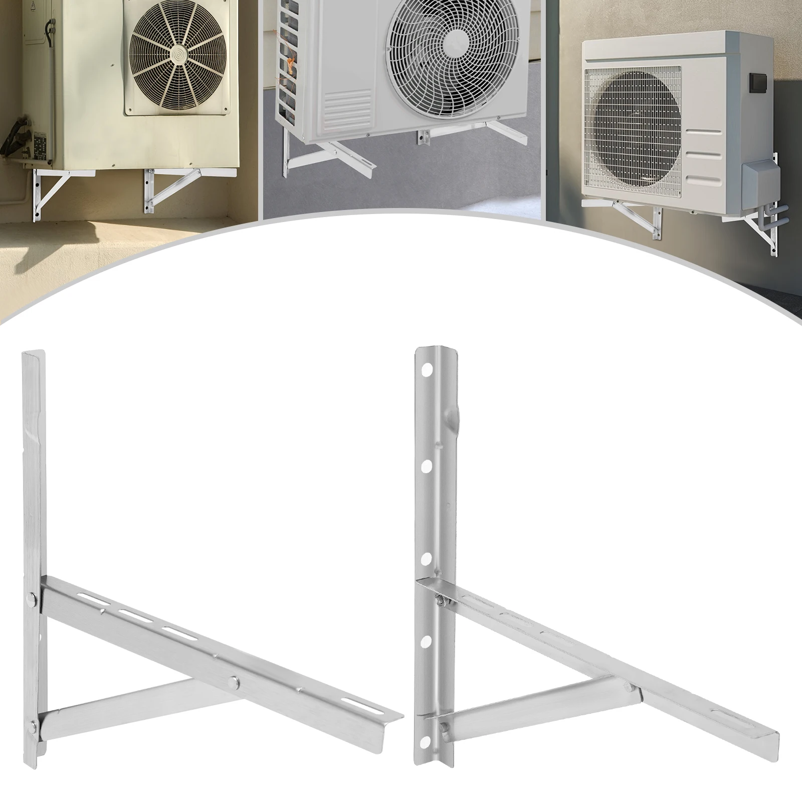 2Pcs Stainless Steel Split Wall Mounting Bracket 1-1.5P Air Conditioner Bracket Outdoor AC Support Bracket up to 440 lbs，1.6mm Thickness