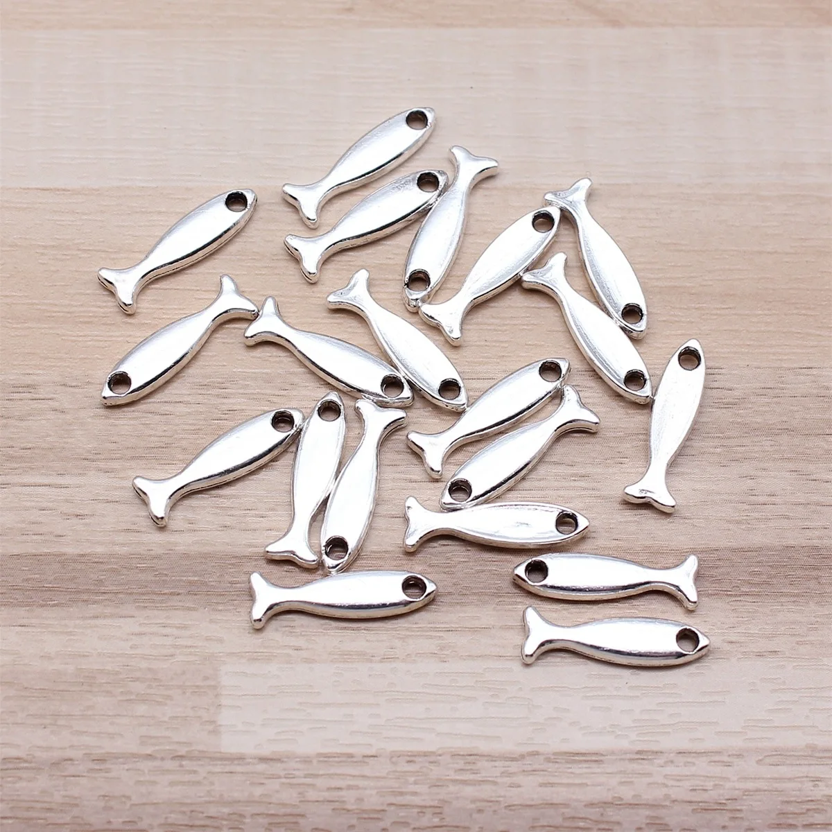 IFOCUS 20pcs/Lot Fish Charms For DIY Jewelry Making Zinc Alloy 16x5mm/0.63x0.2inch