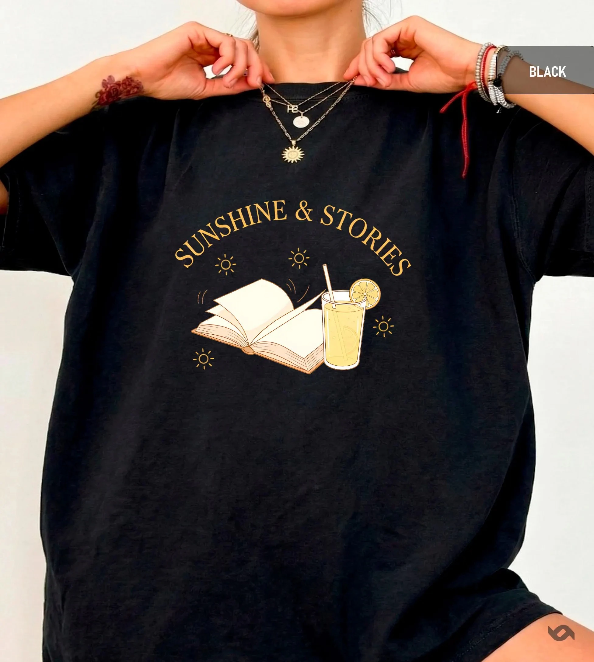 2026 Summer Women's  Vintage Sunshine Stories Pattern T-Shirt Unisex Cotton and Breathable Short Sleeve Oversized Loose Casual