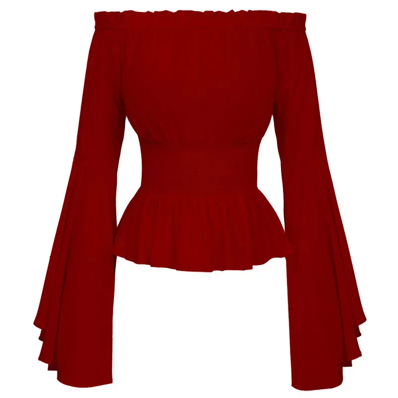 2025 12 Renaissance Blouse Peasant Women Off Shoulder Sleeves Shirt Boho Steampunk Pirate Medieval Cosplay Costume Corset Top Vi