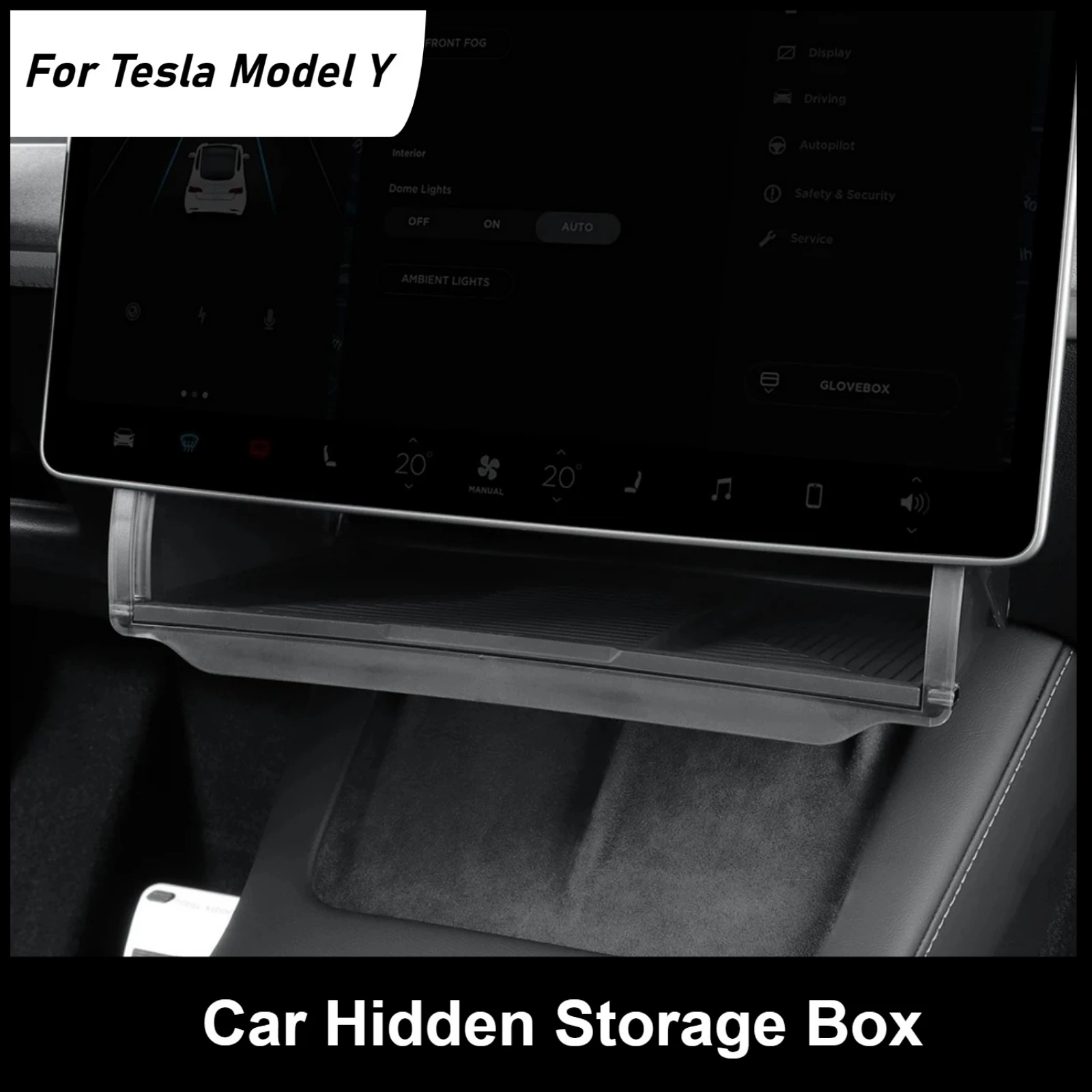 

Car Hidden Storage Box For Tesla Model Y 2021-2024 ABS Storage Organizer Expand Space Case Under The Central Control Screen Tray
