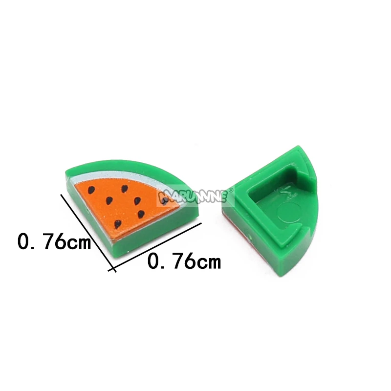 Marumine MOC 30pcs Printed Sliced Watermelon 25269 Food Accessory Toy 1x1 Square Block Parts Assembly Pellet DIY Building Blocks